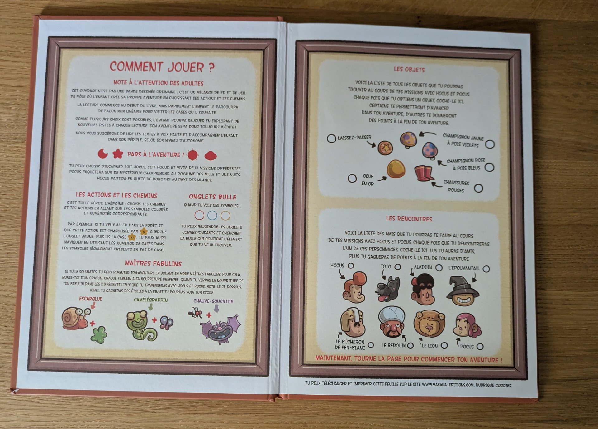 Une explication claire des règles pour les parents en début de livre (Comment jouer?)
